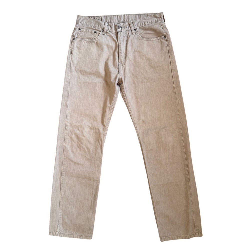 Levi 505 Regular Fit Straight Leg Jeans Tan Khaki Mens 33x32